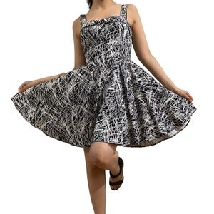 Black and white flare style dress